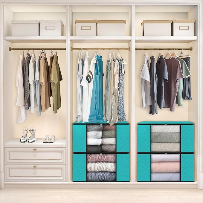 10 Pack Storage Bags for Clothes Blanket Storage Bins with Lids | Foldable Closet Organizers with Zippers,Window and Handles,Fabric Storage Bins for Sweater,Comforter,Bedding,Dorm essentials - Image 6