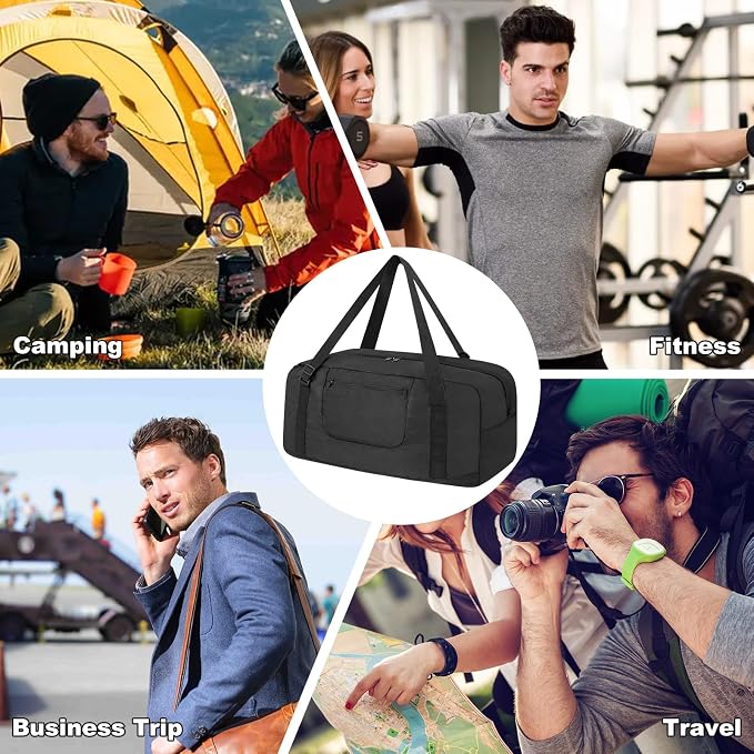 HOLYLUCK Foldable Travel Duffel Bag Luggage Great for Gym - Large Black - Image 6