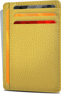 Slim Minimalist RFID Front Pocket Leather Card Holder Wallet, Yellow by OakLeathers