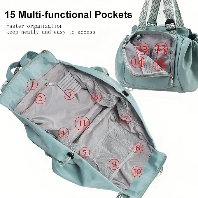 Tote Bag Large Capacity Lightweight Backpack with 15 Pockets Nylon Shoulder Bag for Car Travel Mother Bag - Image 5