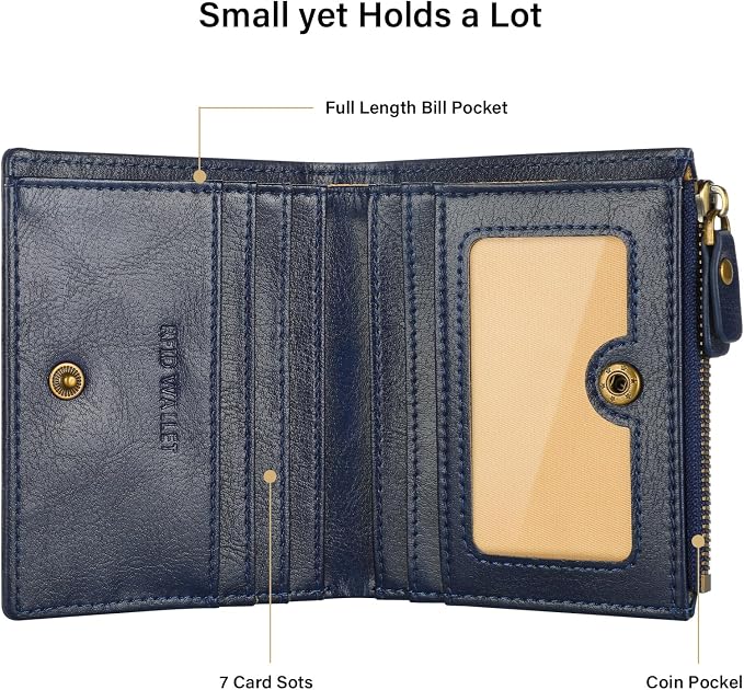 Ultra Thin Small Compact Leather Womens Girls Wallets RFID Blocking Credit Card Holder for Women - Image 4