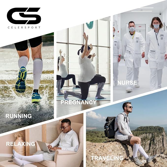 CS CELERSPORT 3/4 Pairs Compression Socks for Men Women Size 6-12 | Knee High Support Socks for Running Nurses Pregnancy Travel Daily Wear - Image 6