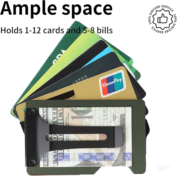 Slim Wallet for Men,RFID Blocking Minimalist Metal Wallet, Money Clip/Cash Holder, Front Pocket Aluminum Credit Card Holder, Ideal Gift for Men,Matte Green - Image 2