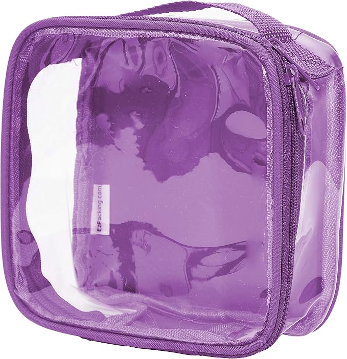 Clear TSA Approved 3-1-1 Travel Toiletry Bag for Carry On/Quart Size Transparent Liquids Pouch for Airport Security/Reusable See Through Vinyl & PVC Plastic Organizer Men Women (Purple) by EzPacking