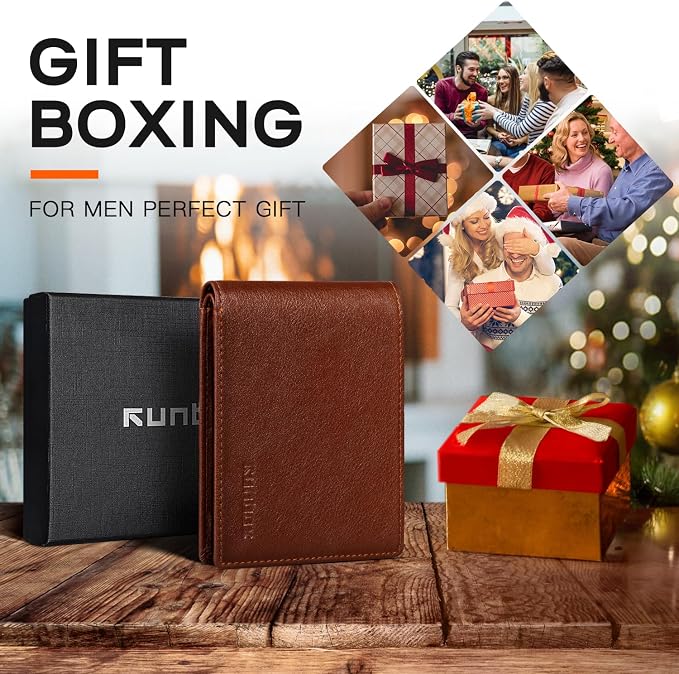 RUNBOX Wallet for Men Slim Leather Bifold RFID Blocking Minimalist Front Pocket Design with Gift Box | Minimalist Front Pocket Design, Holds 8 Cards, RFID Protection, Gifts for Men on Birthdays, Father’s Day, and Christmas - Image 6