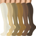 Compression Socks for Women & Men 6 Pairs | 20-30 mmHg Breathable & Moisture-Wicking Comfortable & Skin-Friendly Knee High Support Socks for Nurse, Travel, Pregnancy by OUIVIAL