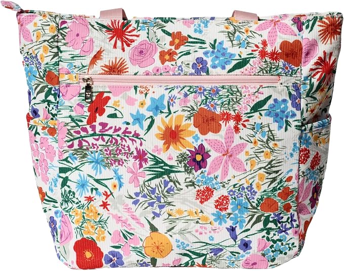 ESVAN Original Floral Tote Bag Large Shoulder Bag with Multi Pockets for Gym Travel Beach Daily Bags - Image 5