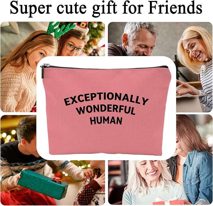 ZUYUROU Inspirational Makeup Bag Exceptionally Wonderful Human Cosmetic Pouch for Travel and Purse Organization Canvas Zipper Case Pink - Image 2