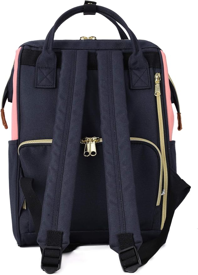 Kah&Kee Polyester Travel Backpack Functional Anti-theft School Laptop for Women Men (Pink* Navy, Small) - Image 2