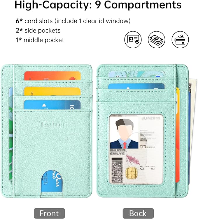 Teskyer Slim Minimalist Wallet for Men, RFID Front Pocket Card Holder | Ultra Slim Front Pocket Design, 8 Card Slots, RFID Protection, Smooth Faux Leather for Everyday Carry - Image 3