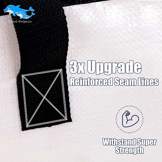 SWEET DOLPHIN 12 Pack Extra Large Moving Bags with Strong Zippers & Carrying Handles, Heavy Duty Storage Tote for Space Saving Moving Storage, Fold Flat, Alternative to Moving Box, Semi-Transparent - Image 5