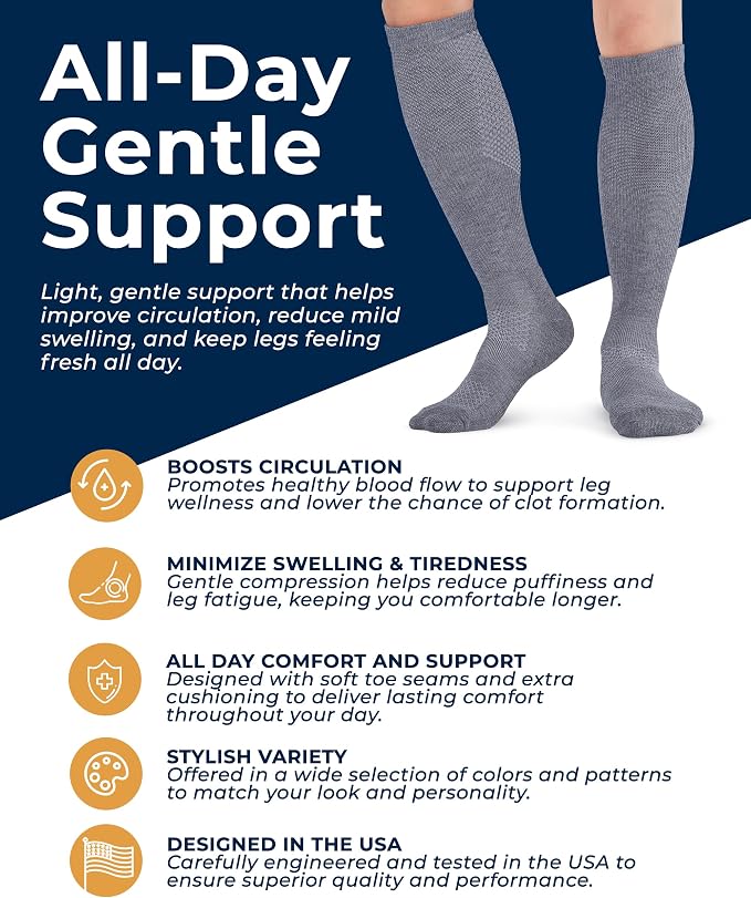 Pembrook® Light Compression Socks for Men & Women - 3 Pairs | 8-15 mmhg Compression Dress Socks for Men | Support Socks - Image 2