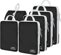 6 Set Compression Packing Cubes, Suitcase Organizer, Lightweight Travel Essentials, Compression Bags For Travel Accessories Luggage Storage Set (6Pcs, Black) by Unknown