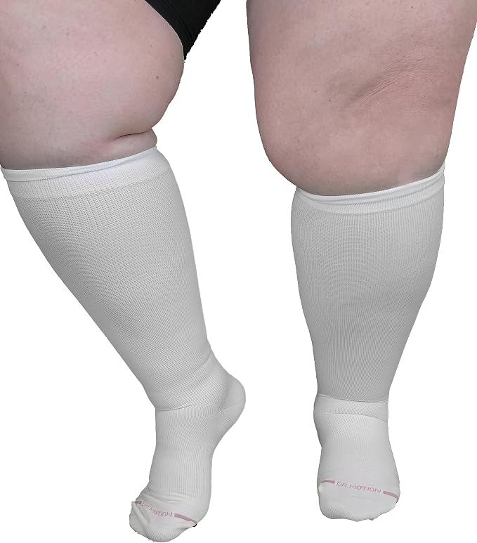 Dr. Motion 4 Pairs Women's Plus Size Wide Calf Compression Knee High Socks Graduated Support - Image 3