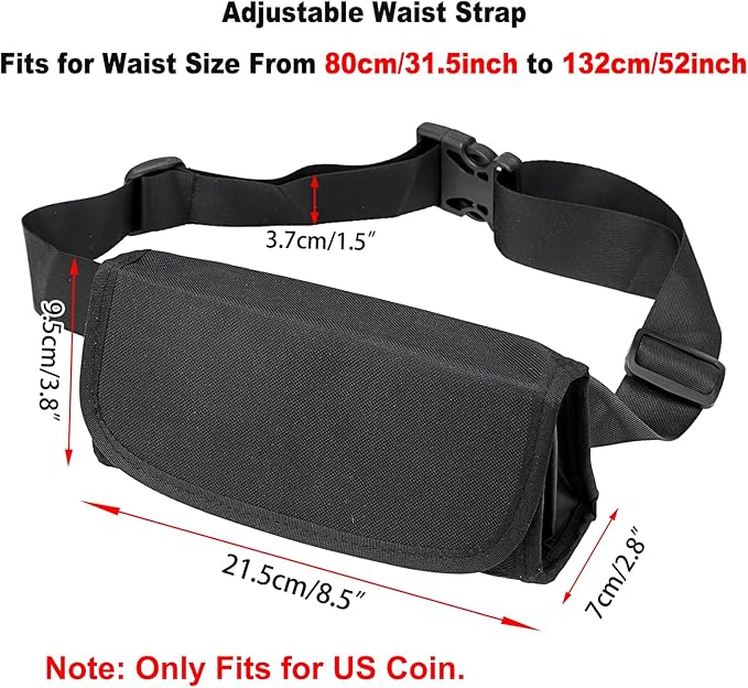 BSTKEY 2 Pack US Coin Holder Coin Dispenser, Fanny Pack with Banknote Waiters Purse Coin Sorter Coin Organizer, Black Coin Storage Bag with Belt for Waitress Server Collector Cashier Change - Image 2