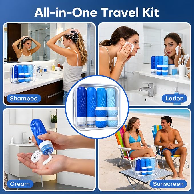 Travel Bottles for Toiletries 8 Pack: TSA Approved 3oz Leak Proof Containers - Silicone Squeezable Bottles for Shampoo Lotion - Travel Essentials for Women Men with Clear Bag - Image 4
