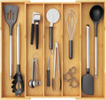 Lifewit Utensil Drawer Organizer, Expandable Kitchen Tool Tray | Wood Adjustable Flatware and Spatula Storage Divider, 11-19.7 x 17 x 1.8“, Natural by Lifewit