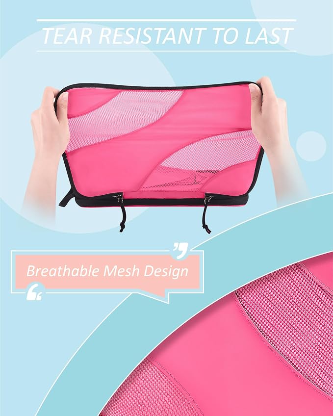 BAGSMART Compression Packing Cubes for Travel | Lightweight suitcase organizers bag set, space-saving double zipper expansion for carry-on luggage & travel organization - Image 5