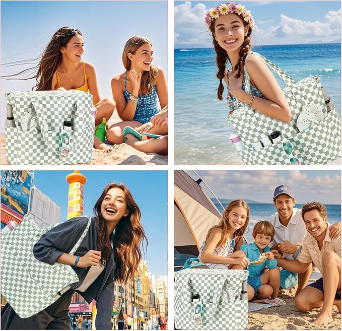 LEDAOU Beach Bag Waterproof Sandproof Women Beach Tote Pool Bag with Zipper for Swim Gym Grocery Travel with Wet Pocket | Sandproof - Image 7