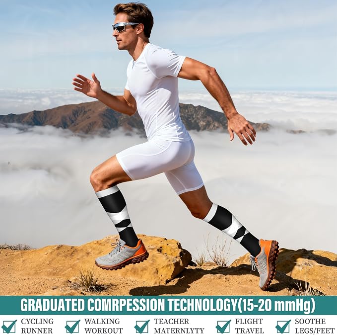 Acture 6 Pack Compression Socks for Women and Men - Knee High for Medical, Running, Nurses, Travel - Image 4
