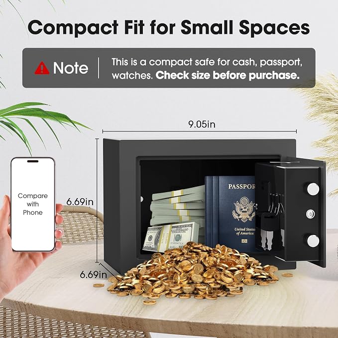 Goldenkey Small Kids Safe, Digital Mini Safes, Money Safe Box, Black - Image 2