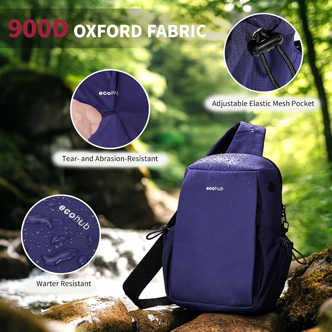 ECOHUB Anti-Theft Crossbody Bag Men Women RFID Blocking Lightweight Sling Backpack Water Resistant for Travel Hiking Outdoor - Image 6