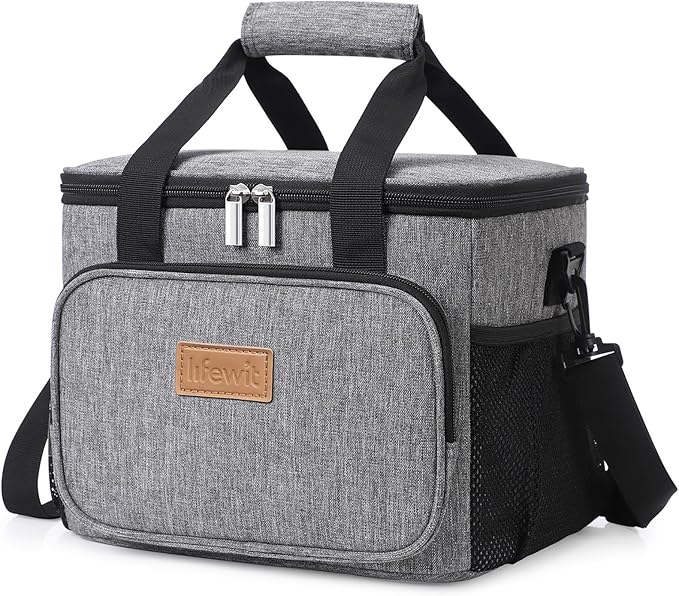 Lifewit Medium Lunch Bag, Insulated Lunch Box, Soft Cooler Cooling Tote for Adult Men Women, Gray 12-Can (9L) by Lifewit