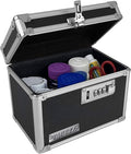 Vaultz Locking Security Box, Combination Safe for Valuables & Cash, Black | Small safe measuring 9.88 x 7 x 7.75 in, sturdy steel lockbox with reinforced corners, 3-digit combination, no keys needed by Vaultz