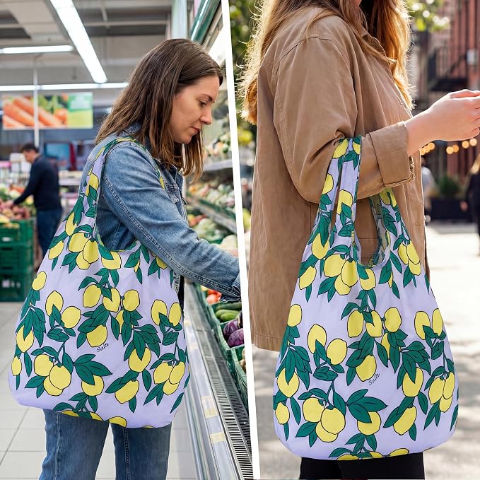 Stelle Lightweight Reusable Grocery Bag with Handles Ripstop Nylon Foldable Tote Shopping Bags for Travel and Groceries - Image 7