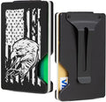 Minimalist Wallet for Men, Slim Metal RFID Blocking Wallet Credit Card Holder Money Clip & Cash Strap, Scratch-Resistant Holds 15 Cards,Ideal Gift for Men | Patriot Eagle Flag by Unknown