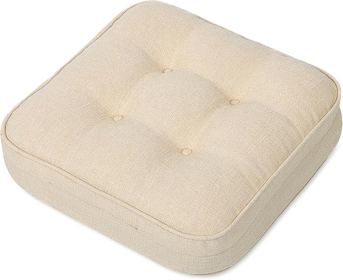 GOFORIT Chair Cushions,Tufted Shredded Memory Foam Chair Pads, Non-Slip Seat Cushions with Removable Cover, 16'' x 16'', Beige by Unknown