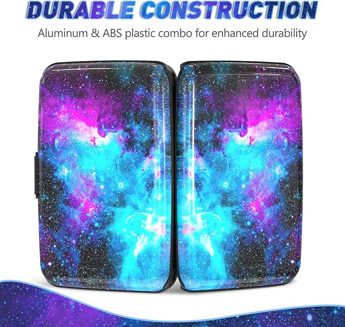ToLuLu Credit Card Holder Slim Mini RFID Small Aluminum Card Wallet Galaxy | Blocking Metal Business Card Case, RFID Blocking Front Pocket Wallet Hard Case CC Holder for Men Women, Nebula - Image 5