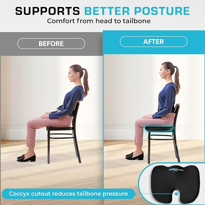 Xtreme Comforts Seat Cushions | Office Chair Cushions for Desk, Car, Wheelchair| Ergonomic Memory Foam Seat Cushion for Support & Comfort | Helps Improve Sitting Posture for Work & Body Relief - Image 6