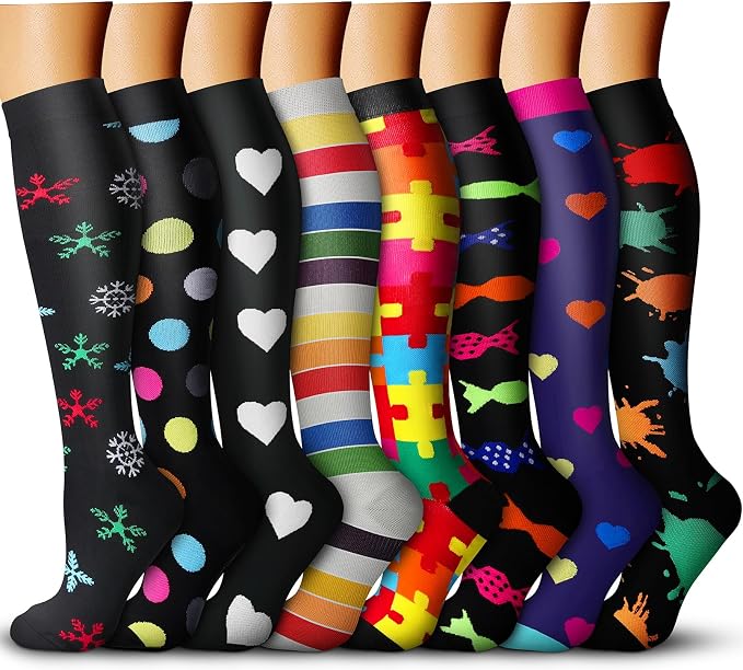 QUXIANG Compression Socks for Women & Men 15-20 mmHg, Best for Medical, Nursing, Running, Athletic, Varicose Veins, Travel by QUXIANG