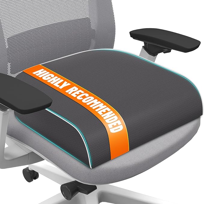 SweetSlubr Seat Cushion, Chair Pad, Memory Foam Tailbone Pain Relief | Office Chair Cushion for Tailbone Pain Relief, Non-Slip Cover, Soft Support for Office Chair, Car Seat,2X-Large/Gray by Unknown