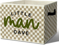 Boys Nursery Inspirational Storage Bins Box with Handles Organizer Basket | positive foldable basket for organizing, neutral gingham collapsible toys clothes for playroom toddler bedroom, 10x14 in by Unknown