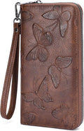BELTANA Womens Wallet RFID Wallet Women with Passport Holder Butterfly Vegan Leather Multi Card Slots Wallets Large Capacity Wristlet Travel Purse for Women (Coffee) by BestSeller