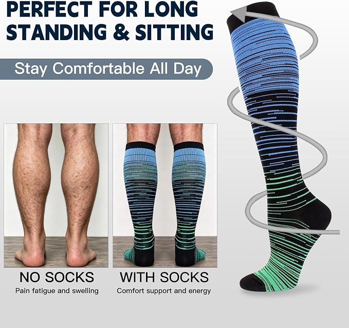 7 Pairs Copper Compression Socks for Men Women 20-30 mmHg Knee High Socks | S/M to XXL Fit, Copper Fiber, Graduated Compression, Circulation Support, Moisture Wicking, Tired Legs & Swelling Relief - Image 6