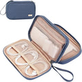 NISHEL Electronics Travel Organizer Cord Case, Charger Cable Tech Bag | Double-layer bag keeps chargers, cables, flash drive, and small tech essentials organized for trip, Medium, Aegean-Blue by NISHEL
