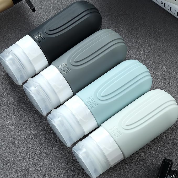 Mrsdry Travel Bottles for Toiletries, Tsa Approved 2oz Travel size Bottles, BPA Free Leak Proof Travels Toiletry Containers, Traveler Accessories with Toiletry Bag for Shampoo Liquid (4 Pack) - Image 8