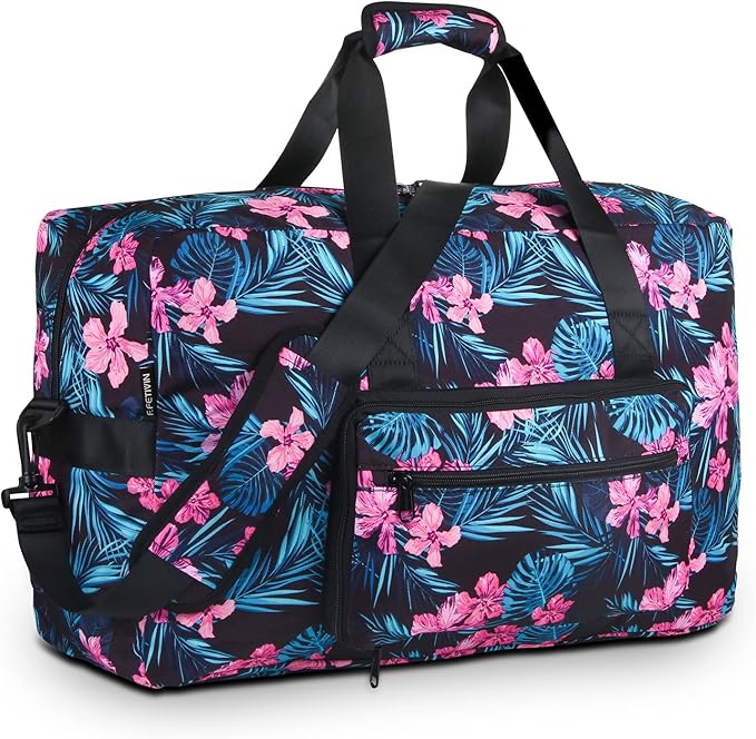 F.FETIVIN Weekender Bag Carry On Travel Duffle Medium Overnight Bag for Women(Flower2) by FFETIVIN