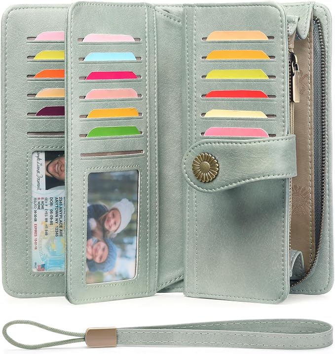 Wallets for Women Trifold Wristlet Wallets Large Capacity RFID Blocking Ladies Purse Credit Card Holder - Image 2