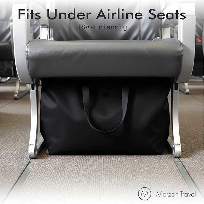 Bobbi Tote | 48L | TOTE-257 Black | Foldable/Packable Carry-On Personal Item, Trolley Sleeve, Sturdy Water-Resistant Nylon, Fits Under Airline Seat, TSA Friendly - Image 5