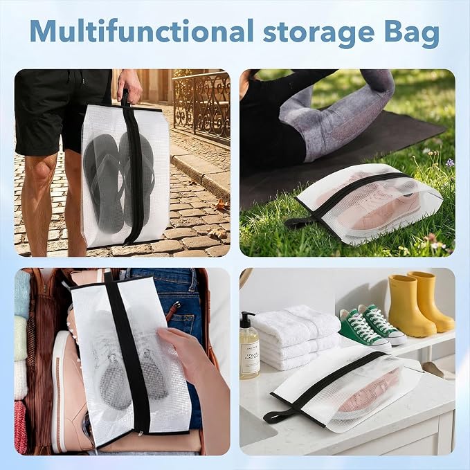 Shoe Travel Bags for Luggage, 4 Pack Waterproof Portable Travel Shoe Bags with Zipper and Handle for Organizer, Reusable Shoes Bag for Gym for Men Women - Image 7