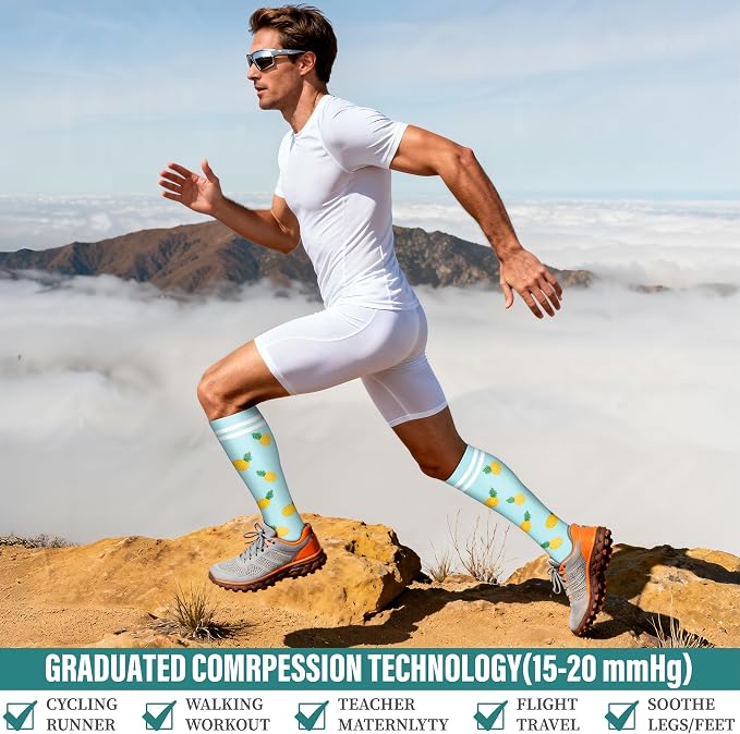 Acture 6 Pack Compression Socks for Women and Men - Knee High for Medical, Running, Nurses, Travel - Image 4