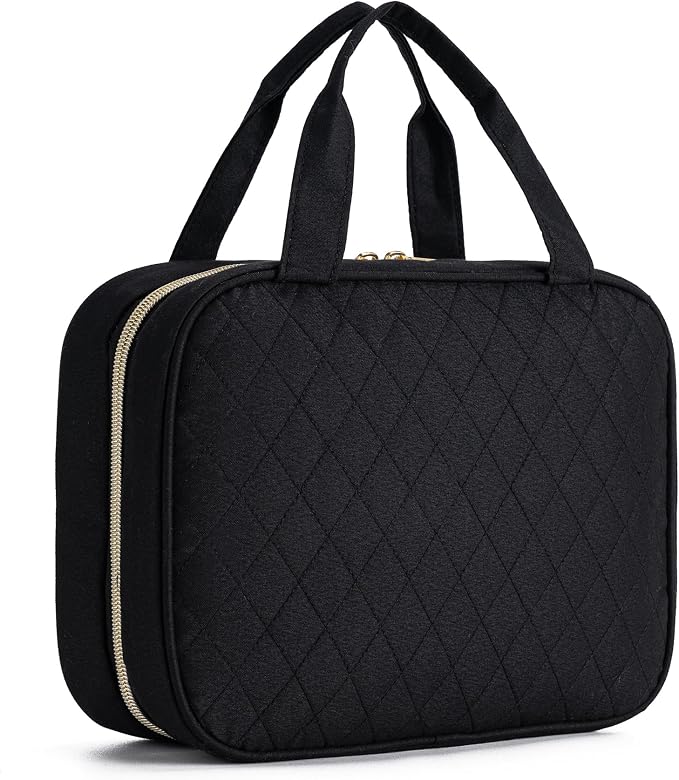 Travel Toiletry Bag for Women, Large Hanging Makeup Cosmetic Bag, Black | Big Compartment but Portable, Water-resistant Makeup Organizer Bags for Accessories, Shampoo, Full-size Container, Toiletries by MODENGKONGJIAN