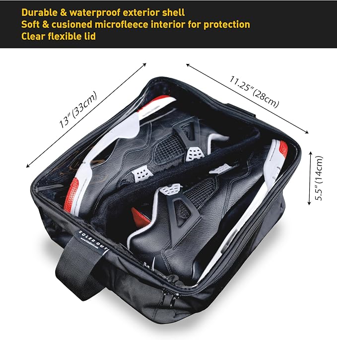SoleGuardian XXL Sneaker Travel Case – U.S. Brand – Clear Waterproof Lid, Adjustable Dividers – Soft Bag Organizer for up to 4 Pairs of Casual, Athletic, Golf & Sports Shoes, Gift for Men & Women (1) - Image 2