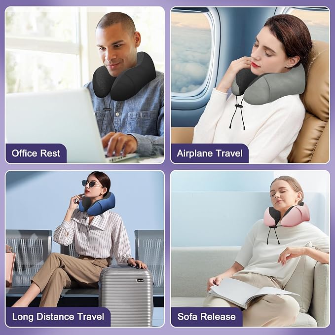 Neck pillow Airplane,Travel Neck Pillows for Airplanes,Traveling,Car,Office | Neck Travel Pillow,Upgraded Memory Foam Pink Neck Pillow, Machine Washable, Adjustable Flight Pillow, Suitable for Sleeping - Image 6
