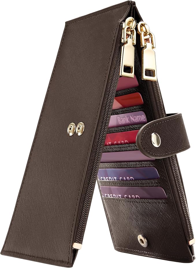 Travelambo RFID Wallet Women Large Size Bifold Multi Card Wallet Case with Zipper Pocke Credit Card Holder for Women by Travelambo