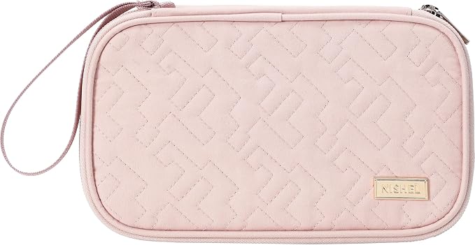 NISHEL Electronics Travel Organizer Cord Case, Charger Cable Tech Bag | Double-layer bag keeps chargers, cables, flash drive, and small tech essentials organized for trip, Medium, Pink - Image 8